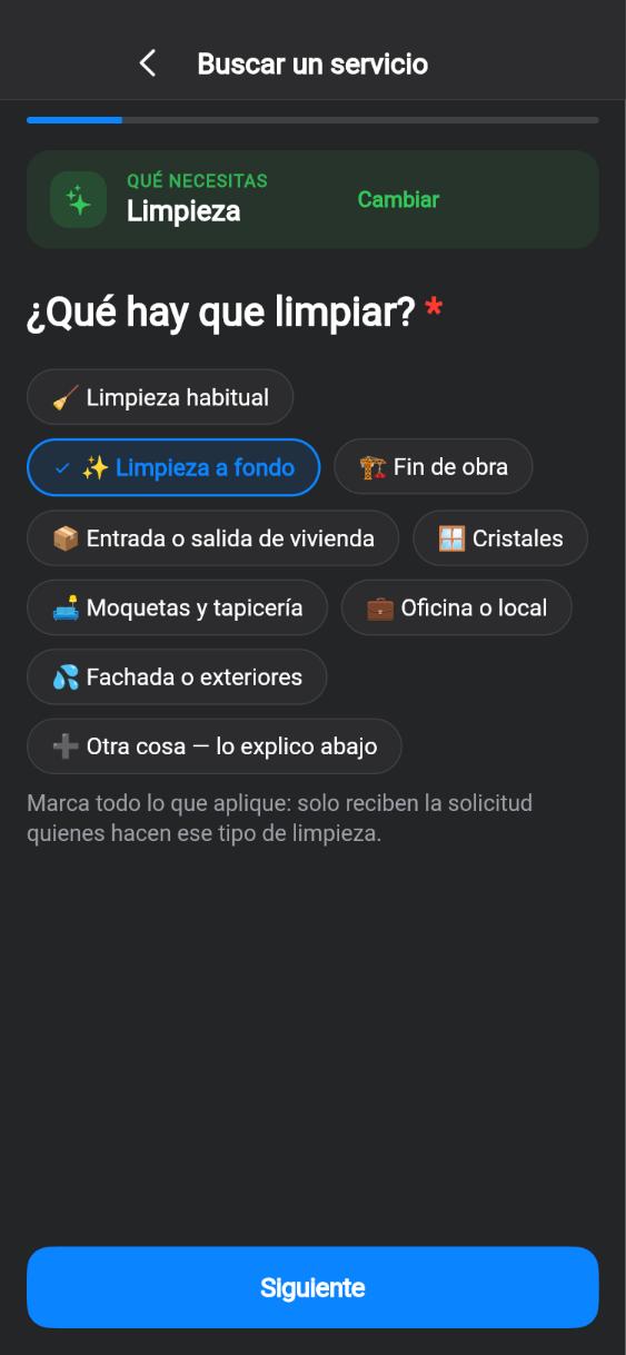 Pantalla de la app CUANDO: Qué hay que limpiar